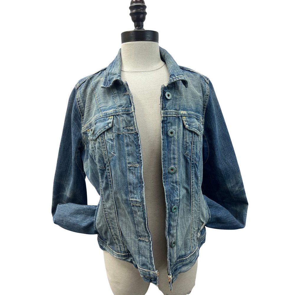 Polo Jeans Co Ralph Lauren Denim Jacket Womens L Blue Excellent Lydia Repair